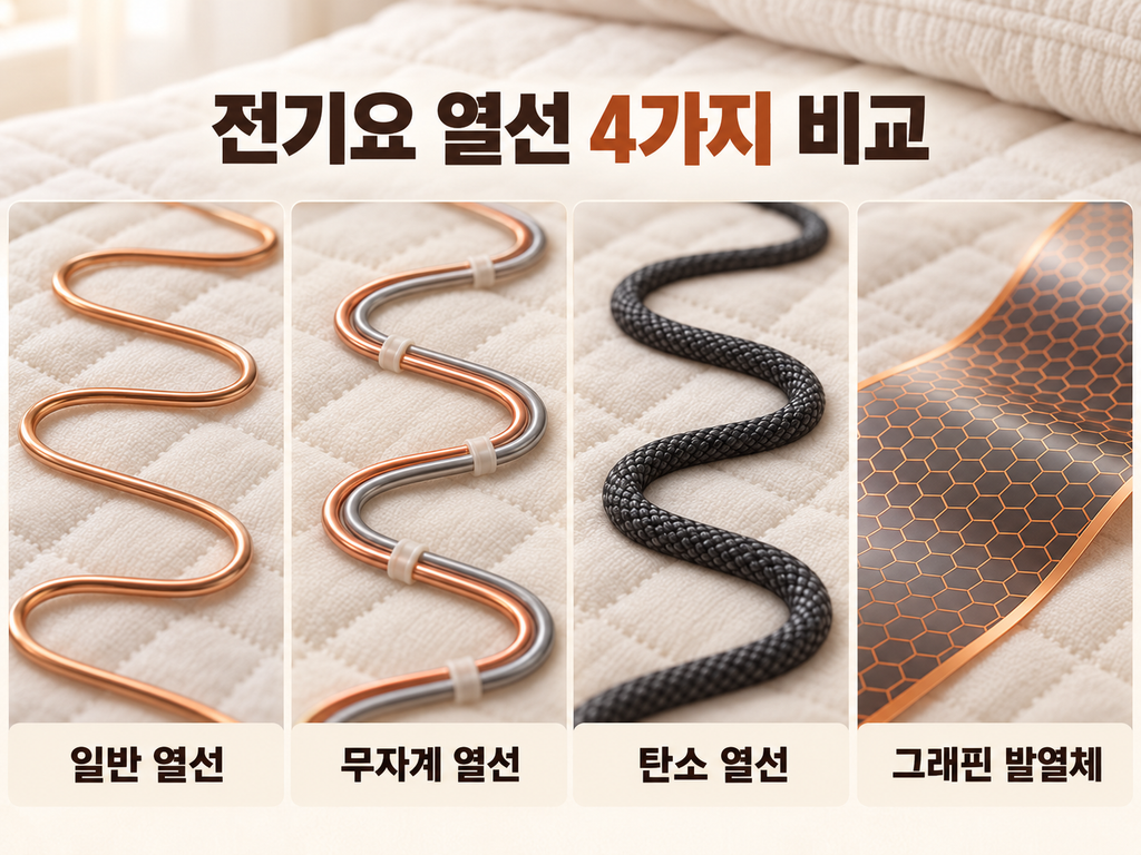 일반 열선 무자계 열선 탄소 열선 그래핀 발열체 비교