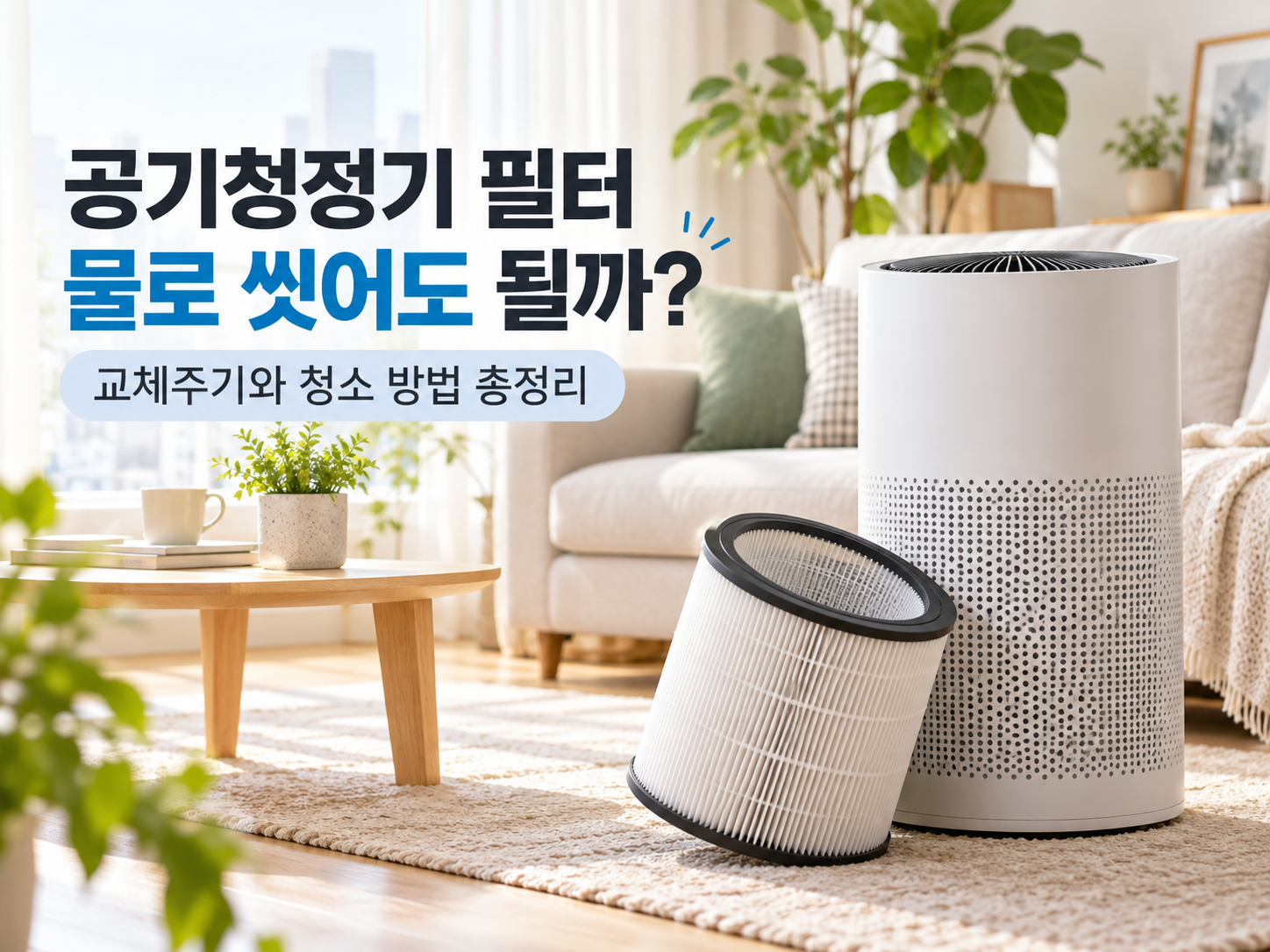 공기청정기 필터 물로 씻어도 될까? 교체주기와 청소 방법을 안내하는 대표이미지