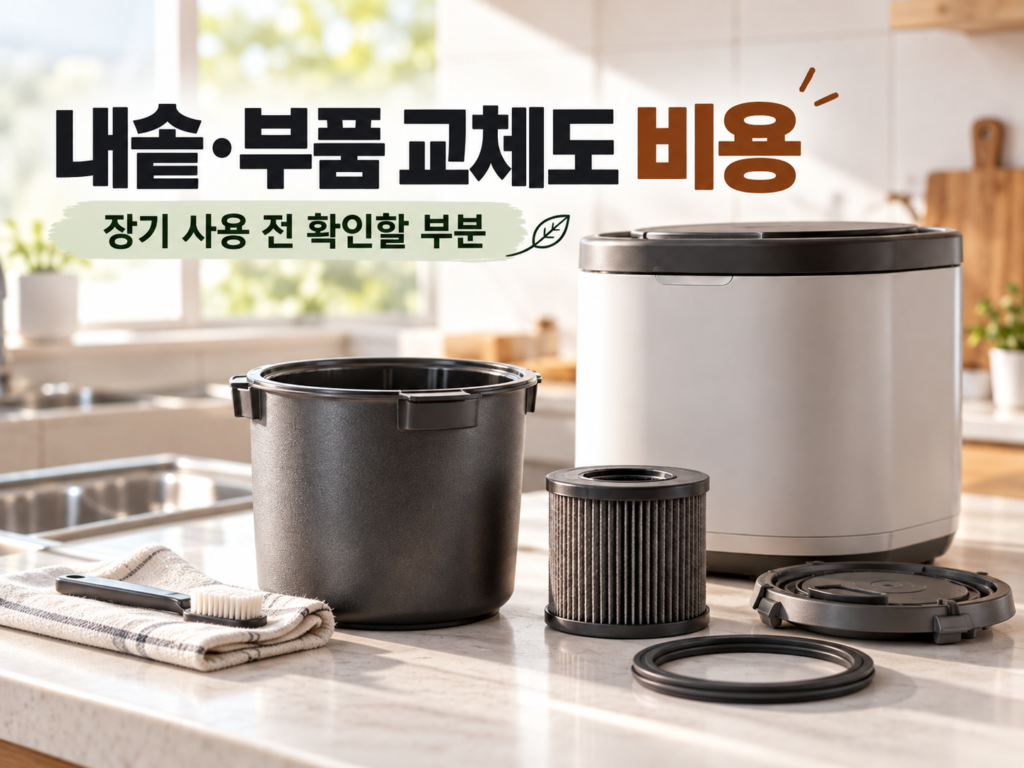 음식물처리기 분리형 내솥과 탈취 필터, 패킹 등 교체 가능한 부품