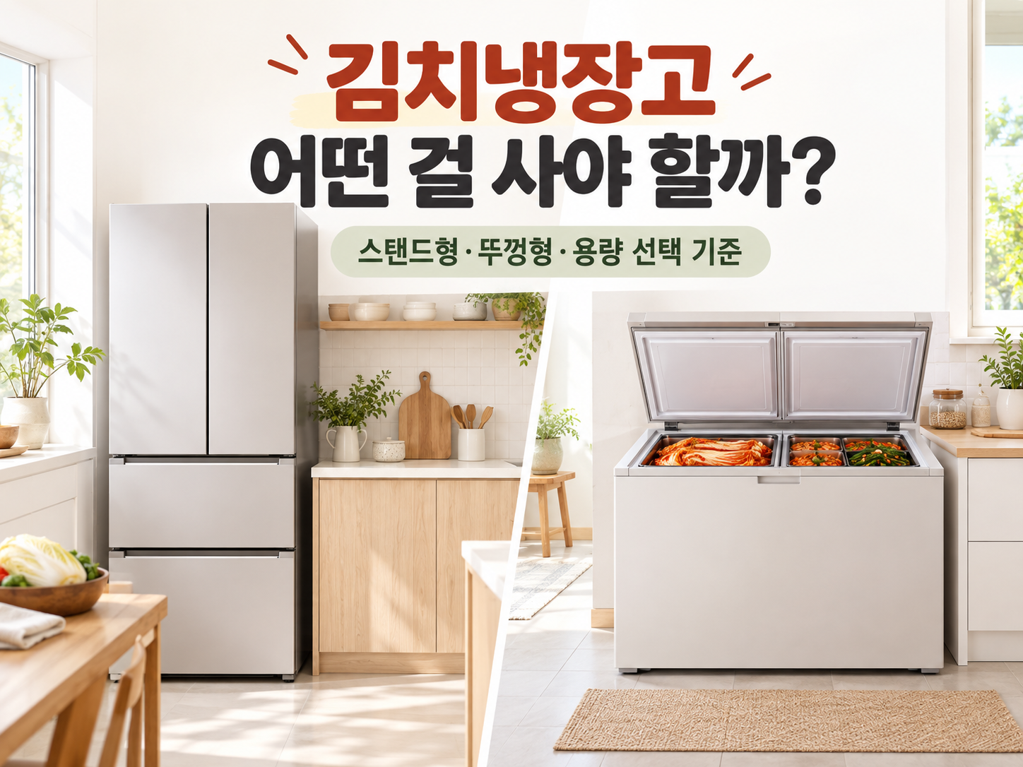 스탠드형과 뚜껑형 김치냉장고를 비교한 김치냉장고 선택 가이드