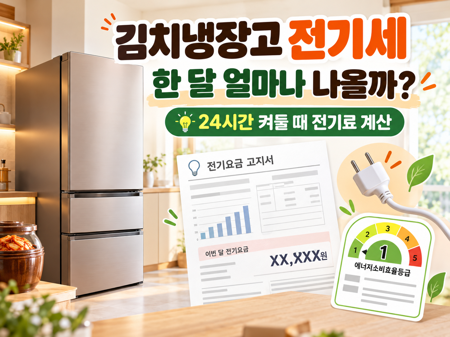 김치냉장고 전기세와 에너지효율등급을 확인하는 전기료 계산 가이드 이미지